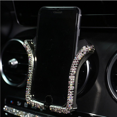 Autótelefon tartó női gyémánt kristály autó légtelenítő rögzítő kapocs mobiltelefon tartó állvány autó tartóban belső kiegészítők