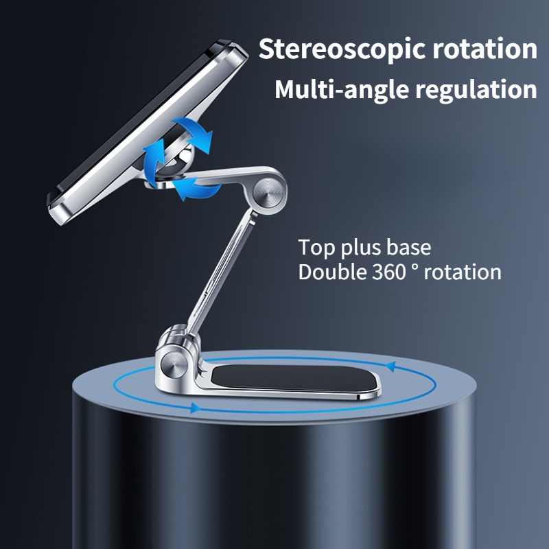 Περιστρεφόμενη 720° Μαγνητική Αναδιπλούμενη Στήριξη Τηλεφώνου Αυτοκινήτου Smartphone Βάση GPS Κράμα Ισχυρό στήριγμα μαγνήτη καθολική υποστήριξη