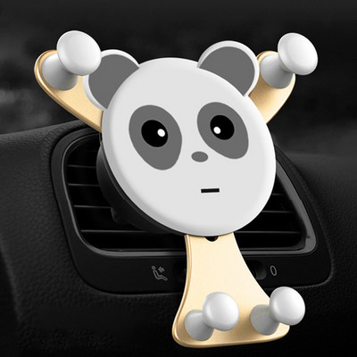 Универсален държач за смартфон Panda, държач за телефон с автоматичен вентилационен отвор Стойка за телефон, 360 мобилен държач за мобилен мобилен телефон за кола за Iphone в кола