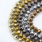 1 șuviță, culoare metal grele, seria aurie, mărgele de sticlă rotunde de cristal pentru realizarea de bijuterii, accesorii bricolaj