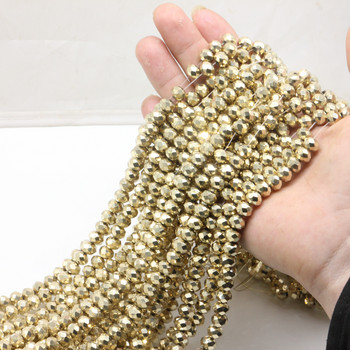 1 Strand Heavy Metal Χρυσό Σειρά Crystal Rondelle γυάλινες χάντρες για κοσμήματα κατασκευής κοσμημάτων Diy αξεσουάρ