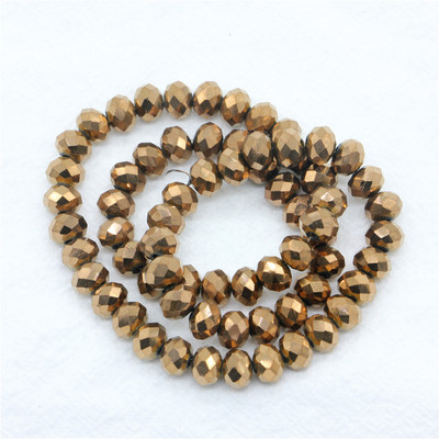 1 șuviță, culoare metal grele, seria aurie, mărgele de sticlă rotunde de cristal pentru realizarea de bijuterii, accesorii bricolaj