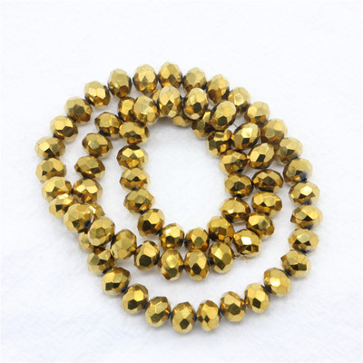 1 șuviță, culoare metal grele, seria aurie, mărgele de sticlă rotunde de cristal pentru realizarea de bijuterii, accesorii bricolaj