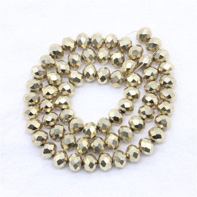1 șuviță, culoare metal grele, seria aurie, mărgele de sticlă rotunde de cristal pentru realizarea de bijuterii, accesorii bricolaj