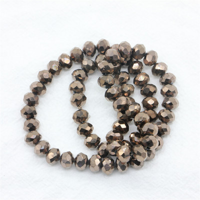 1 șuviță, culoare metal grele, seria aurie, mărgele de sticlă rotunde de cristal pentru realizarea de bijuterii, accesorii bricolaj