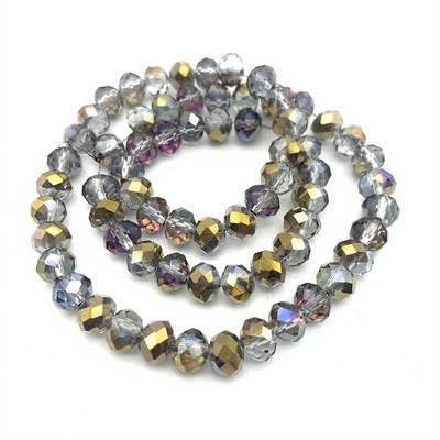 1 șuviță, culoare metal grele, seria aurie, mărgele de sticlă rotunde de cristal pentru realizarea de bijuterii, accesorii bricolaj