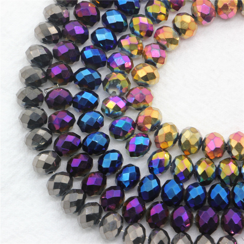 1 șuviță, culoare metal grele, seria aurie, mărgele de sticlă rotunde de cristal pentru realizarea de bijuterii, accesorii bricolaj