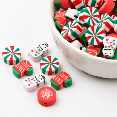 20/50/100 tk jõuluseeria polümeersavi helmed jõulusokid lumememm Jõuluvana vahehelmed ehete tegemiseks isetegemise tarvikud