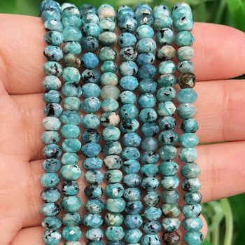Φυσικό Faceted Lake Blue Dot Jaspers Stone Beads Rondelle Spacer Bead for Jewelry Making Diy βραχιόλια σκουλαρίκια αξεσουάρ