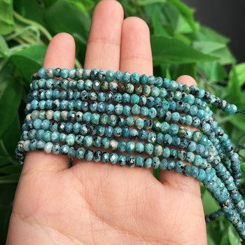 Φυσικό Faceted Lake Blue Dot Jaspers Stone Beads Rondelle Spacer Bead for Jewelry Making Diy βραχιόλια σκουλαρίκια αξεσουάρ