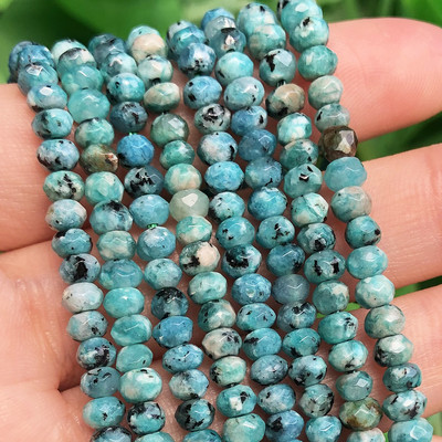 Prirodne faceted Lake Blue Dot Jaspers Stone Beads Rondelle Spacer Perla za izradu nakita Diy Narukvica Naušnice Dodaci