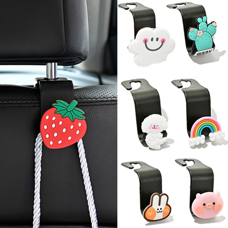 1vnt Universalus automobilio sėdynės atlošo kablys Mielas animacinių filmų sėdynės kablys Automatinis saugojimas Galinės sėdynės kablys Vidinis pakabos laikiklio priedai