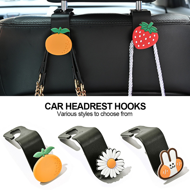 Animacinių filmų automobilio sėdynės atlošo kablys Universalūs nešiojamieji automobilio priedai Vidinis pakabos laikiklis Sandėliavimas automobilio krepšiui, piniginės audeklui papuošti