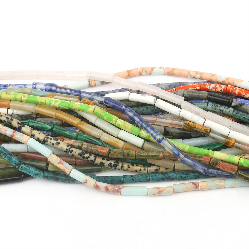 Φυσική Πέτρα Σωλήνας Χάντρες Αχάτες Howlite Loose Spacer Beads For Jewelry Making DIY Βραχιόλι Κυλινδρικές Χάντρες Αξεσουάρ 4x13mm