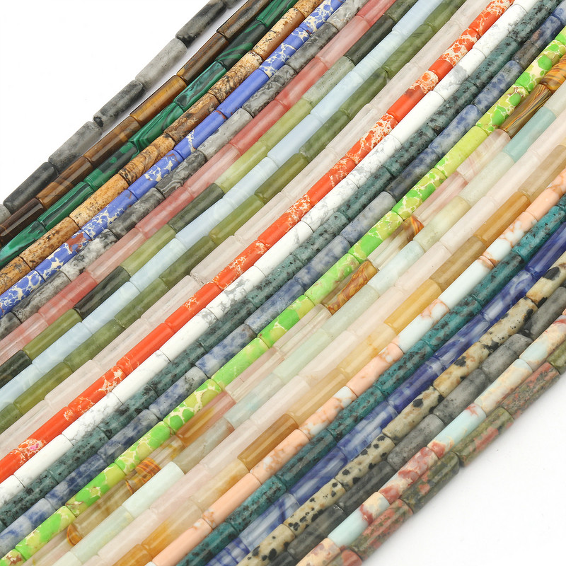 Φυσική Πέτρα Σωλήνας Χάντρες Αχάτες Howlite Loose Spacer Beads For Jewelry Making DIY Βραχιόλι Κυλινδρικές Χάντρες Αξεσουάρ 4x13mm