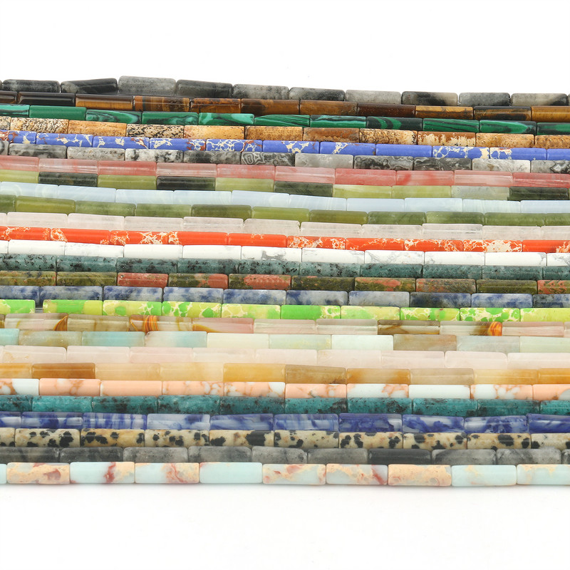 Φυσική Πέτρα Σωλήνας Χάντρες Αχάτες Howlite Loose Spacer Beads For Jewelry Making DIY Βραχιόλι Κυλινδρικές Χάντρες Αξεσουάρ 4x13mm