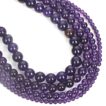 Απομίμηση αμέθυστου Charm Beads 3 στυλ Στρογγυλό Κρύσταλλο Φυσικής Πέτρας για Κατασκευή κοσμημάτων Αξεσουάρ κολιέ βραχιόλι Diy 6/8/10mm