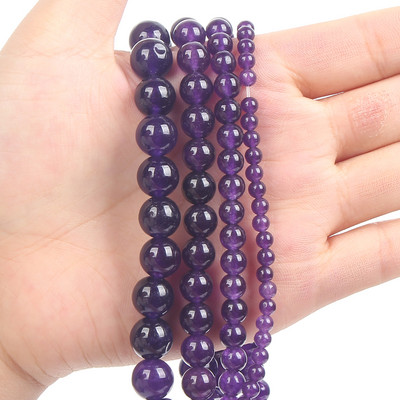 Mărgele de farmec de imitație de ametist 3 stiluri rotunde, cristal de piatră naturală pentru realizarea de bijuterii, bricolaj, brățări, colier, accesorii 6/8/10MM