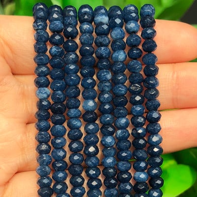 3x5 χιλιοστά Σκούρο Μπλε Χαλκηδόνιος Πέτρινες χάντρες Rondelle Φυσικές Χαλαρές Χάντρες για Κατασκευή κοσμημάτων Σκουλαρίκια βραχιολιών Diy