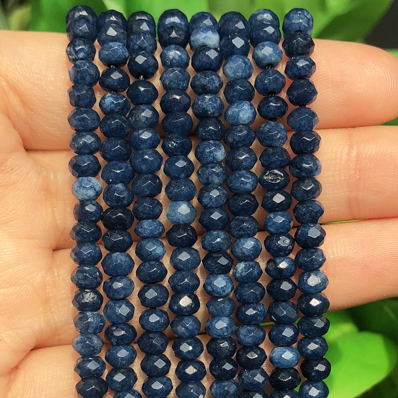 3x5 χιλιοστά Σκούρο Μπλε Χαλκηδόνιος Πέτρινες χάντρες Rondelle Φυσικές Χαλαρές Χάντρες για Κατασκευή κοσμημάτων Σκουλαρίκια βραχιολιών Diy