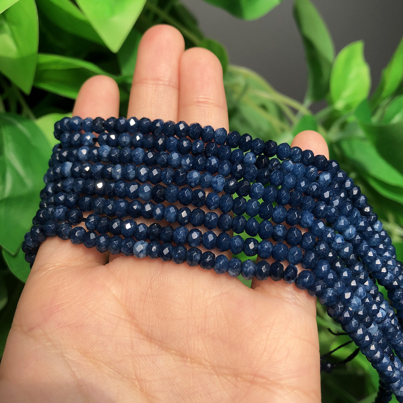 3x5 χιλιοστά Σκούρο Μπλε Χαλκηδόνιος Πέτρινες χάντρες Rondelle Φυσικές Χαλαρές Χάντρες για Κατασκευή κοσμημάτων Σκουλαρίκια βραχιολιών Diy