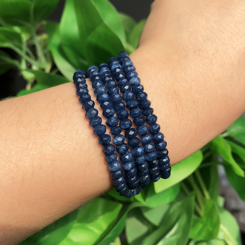 3x5 χιλιοστά Σκούρο Μπλε Χαλκηδόνιος Πέτρινες χάντρες Rondelle Φυσικές Χαλαρές Χάντρες για Κατασκευή κοσμημάτων Σκουλαρίκια βραχιολιών Diy