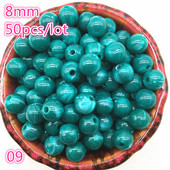 50 τμχ 8mm Στρογγυλές ακρυλικές χάντρες Spacer Loose Beads for Jewelry Making DIY βραχιόλι #09