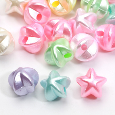 50 τμχ Απομίμηση μαργαριταριών παπιγιόν αστέρι ακρυλικές χάντρες κέλυφος πεταλούδα λουλούδι Heart Spacer χάντρες για χειροτεχνία βραχιολιών κατασκευής κοσμημάτων