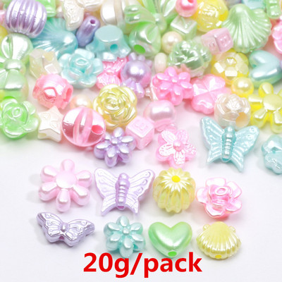 50 τμχ Απομίμηση μαργαριταριών παπιγιόν αστέρι ακρυλικές χάντρες κέλυφος πεταλούδα λουλούδι Heart Spacer χάντρες για χειροτεχνία βραχιολιών κατασκευής κοσμημάτων