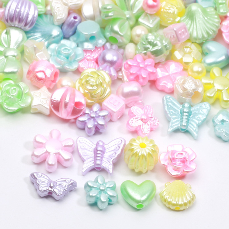 50 τμχ Απομίμηση μαργαριταριών παπιγιόν αστέρι ακρυλικές χάντρες κέλυφος πεταλούδα λουλούδι Heart Spacer χάντρες για χειροτεχνία βραχιολιών κατασκευής κοσμημάτων