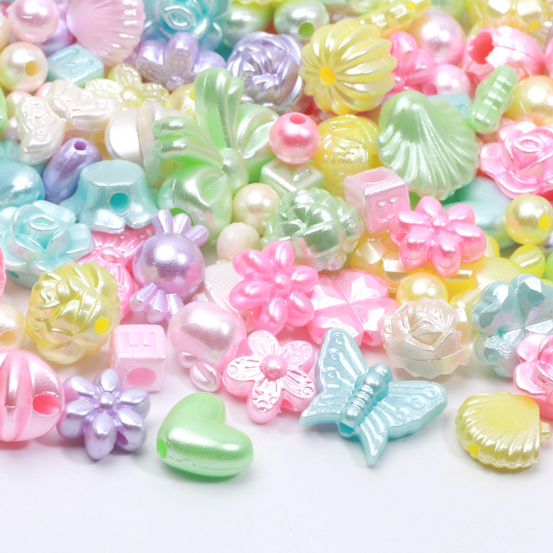 50 τμχ Απομίμηση μαργαριταριών παπιγιόν αστέρι ακρυλικές χάντρες κέλυφος πεταλούδα λουλούδι Heart Spacer χάντρες για χειροτεχνία βραχιολιών κατασκευής κοσμημάτων