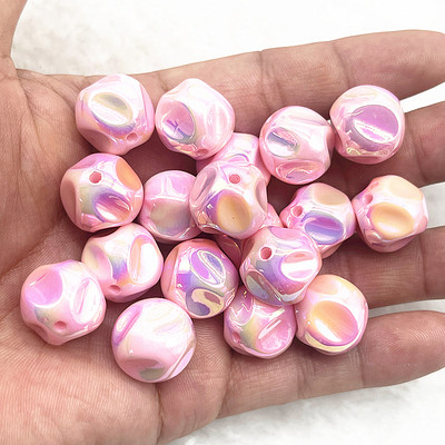 4 τμχ/παρτίδα 16mm Υψηλής ποιότητας επιμετάλλωση UV Στρογγυλές Ακρυλικές Χαλαρές Χάντρες για Κατασκευή κοσμημάτων Βραχιόλια DIY Αξεσουάρ μαλλιών