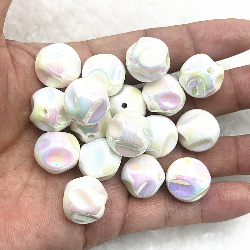 4 τμχ/παρτίδα 16mm Υψηλής ποιότητας επιμετάλλωση UV Στρογγυλές Ακρυλικές Χαλαρές Χάντρες για Κατασκευή κοσμημάτων Βραχιόλια DIY Αξεσουάρ μαλλιών