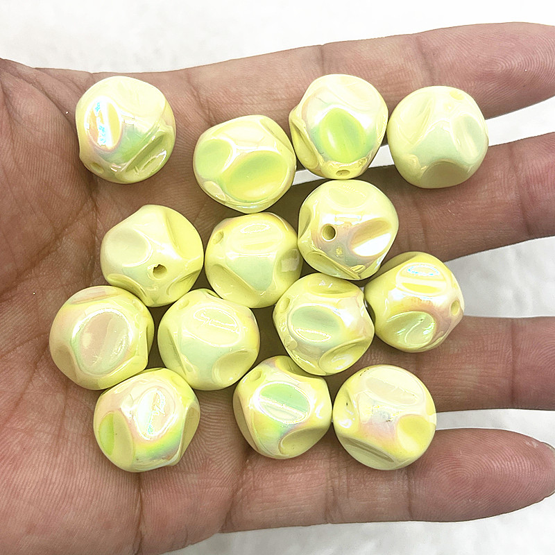 4 τμχ/παρτίδα 16mm Υψηλής ποιότητας επιμετάλλωση UV Στρογγυλές Ακρυλικές Χαλαρές Χάντρες για Κατασκευή κοσμημάτων Βραχιόλια DIY Αξεσουάρ μαλλιών