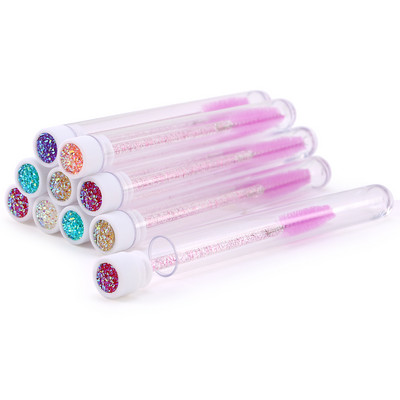 10 τμχ Ροζ βούρτσες βλεφαρίδων Επαναχρησιμοποιήσιμη βούρτσα φρυδιών για επέκταση βλεφαρίδων Crystal Eyelash Brush Mascara Tube Make Up Hot εκπτώσεις