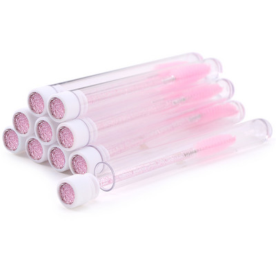 10 τμχ Ροζ βούρτσες βλεφαρίδων Επαναχρησιμοποιήσιμη βούρτσα φρυδιών για επέκταση βλεφαρίδων Crystal Eyelash Brush Mascara Tube Make Up Hot εκπτώσεις