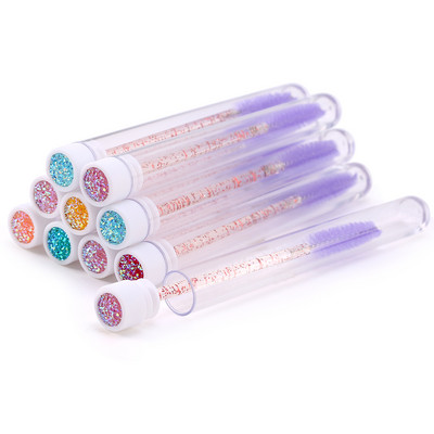 10 τμχ Ροζ βούρτσες βλεφαρίδων Επαναχρησιμοποιήσιμη βούρτσα φρυδιών για επέκταση βλεφαρίδων Crystal Eyelash Brush Mascara Tube Make Up Hot εκπτώσεις