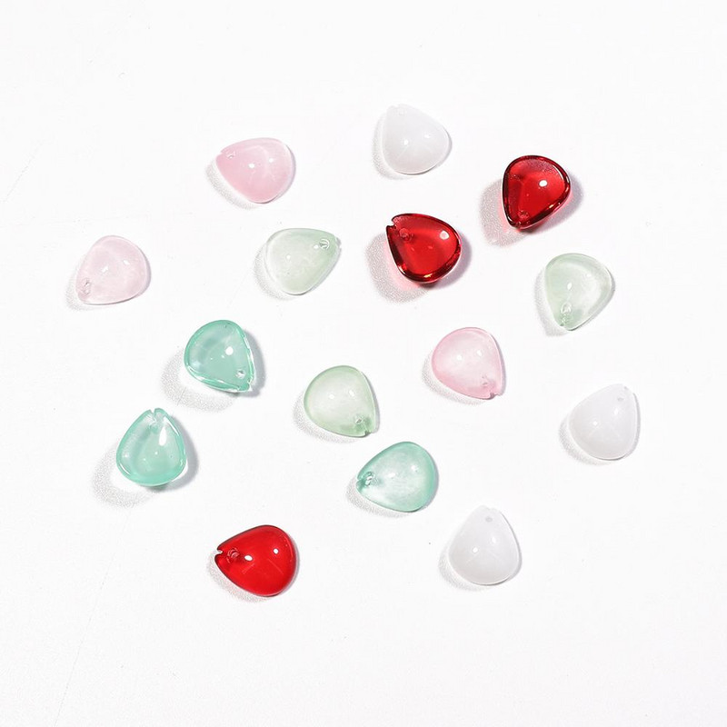 Handcraft Lampwork Beads Cabochon TearDrop Shape Flower Petals Bead 10τμχ 12x10mm Χειροποίητο Κολιέ Κατασκευή κοσμημάτων DIY