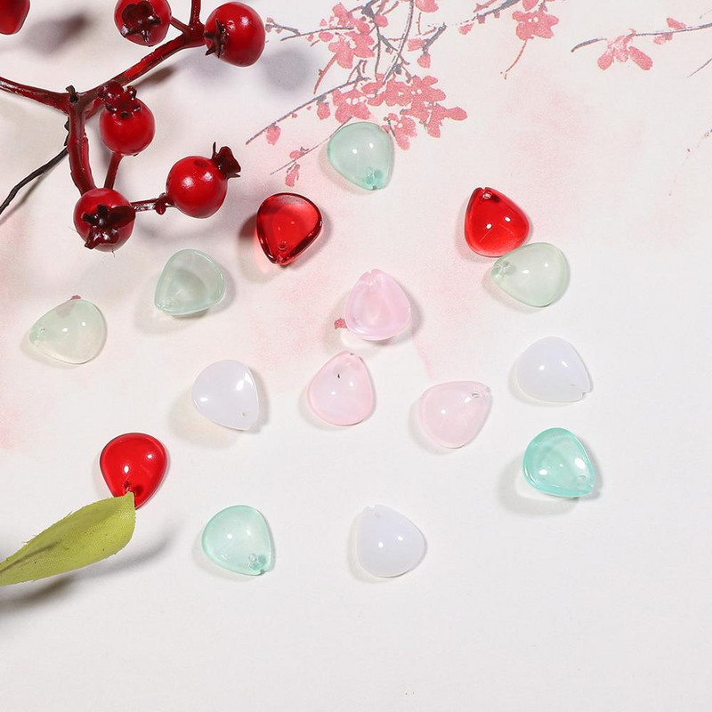 Handcraft Lampwork Beads Cabochon TearDrop Shape Flower Petals Bead 10τμχ 12x10mm Χειροποίητο Κολιέ Κατασκευή κοσμημάτων DIY