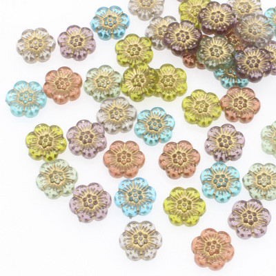 CHONGAI 30 db divatos virág formájú átlátszó arany színű gyöngyök ékszerkészítéshez barkács gyöngyök kiegészítők