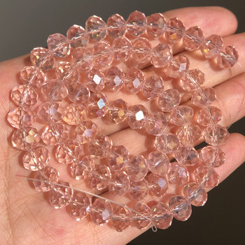 3/4/6/8mm AB Pink Rondelle Austria Crystal Beads Faceted Quartz Crystal DIY Βραχιόλι Κολιέ Spacer Beads για αξεσουάρ κοσμημάτων