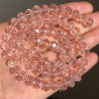 3/4/6/8mm AB roosa Rondelle Austria kristallhelmed, lihvitud kvartskristall, DIY käevõru kaelakee vahehelmed ehete tarvikute jaoks