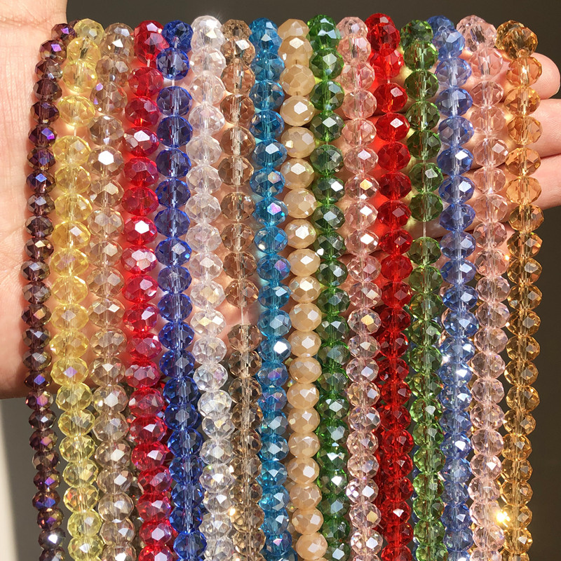 3/4/6/8mm AB roosa Rondelle Austria kristallhelmed, lihvitud kvartskristall, DIY käevõru kaelakee vahehelmed ehete tarvikute jaoks