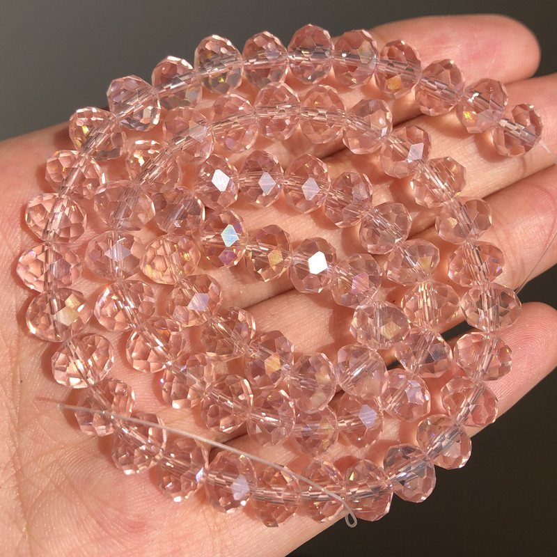 3/4/6/8mm AB roosa Rondelle Austria kristallhelmed, lihvitud kvartskristall, DIY käevõru kaelakee vahehelmed ehete tarvikute jaoks