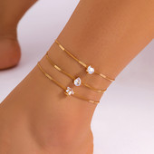 Ingemark Boho narukvica s tankim lančićem od kamenčića za žene Ljetne sandale za bose noge Narukvica s perlama Nakit za gležanj, stopalo Dodaci za plažu