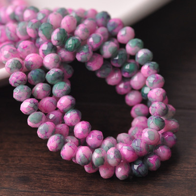 50 tk 6x4mm Rondelle lihvitud läbipaistmatu klaas, värvilised täpid lahtised vahehelmed, partii ehete tegemiseks isetegemise käsitöö leiud