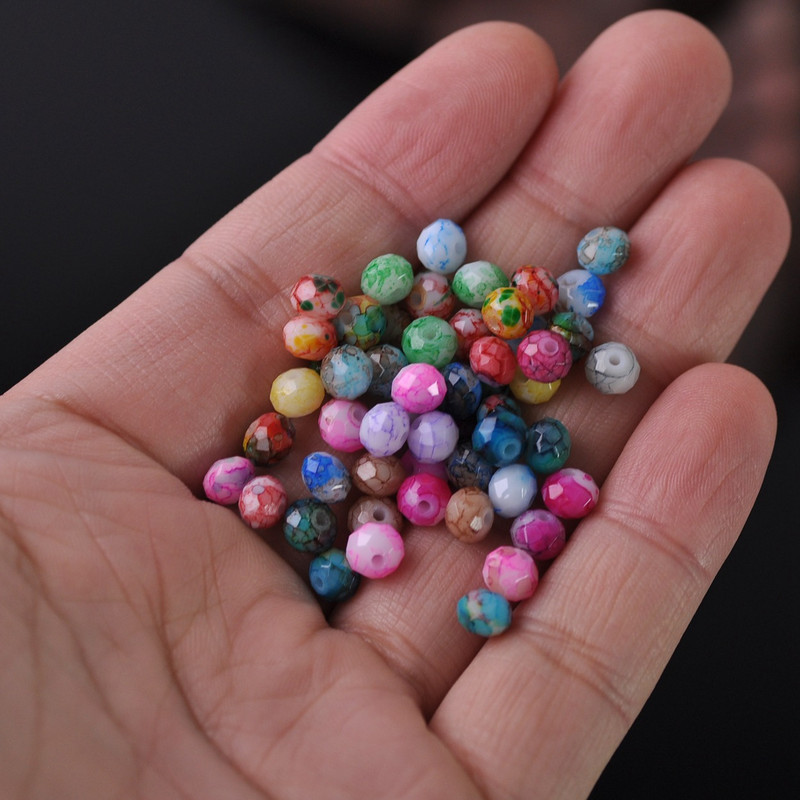 50 tk 6x4mm Rondelle lihvitud läbipaistmatu klaas, värvilised täpid lahtised vahehelmed, partii ehete tegemiseks isetegemise käsitöö leiud