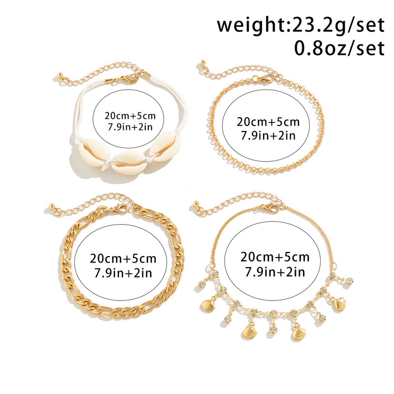 Ingemark Boho Rhinestone Shell Κρεμαστό Γυναικείο Κρεμαστό Γυναικείο Βραχιόλι Παραλίας στο πόδι ξυπόλυτα αξεσουάρ Νέο