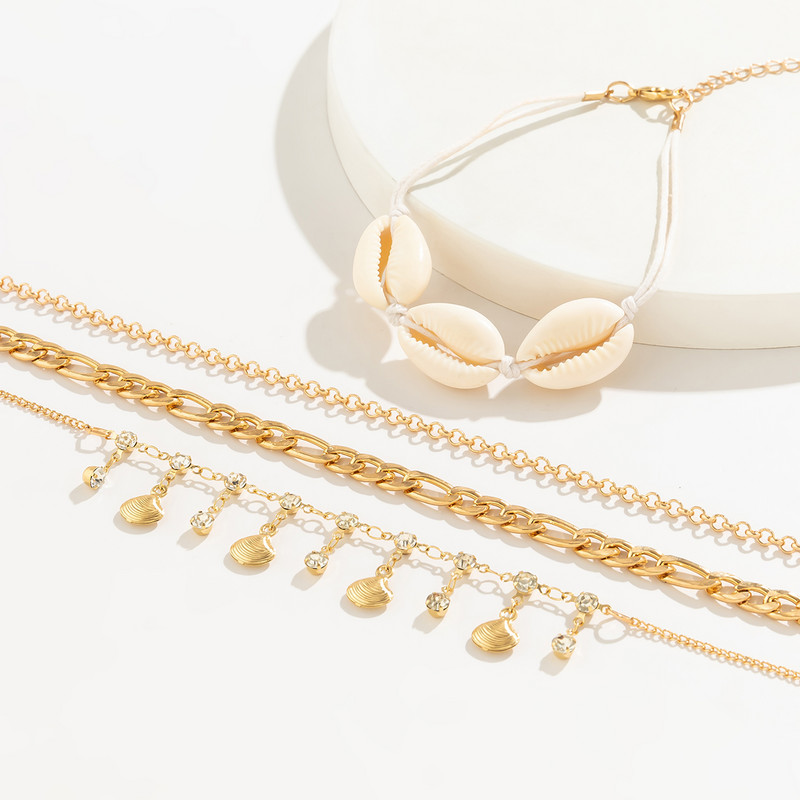 Ingemark Boho Rhinestone Shell Κρεμαστό Γυναικείο Κρεμαστό Γυναικείο Βραχιόλι Παραλίας στο πόδι ξυπόλυτα αξεσουάρ Νέο