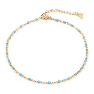 Madinga nerūdijančio plieno kulkšnies apyrankė paprasta aukso spalvos apvado grandinė Daugiaspalvė emaliuota apyrankė ant kojos Vasaros moteriški kulkšnių papuošalai